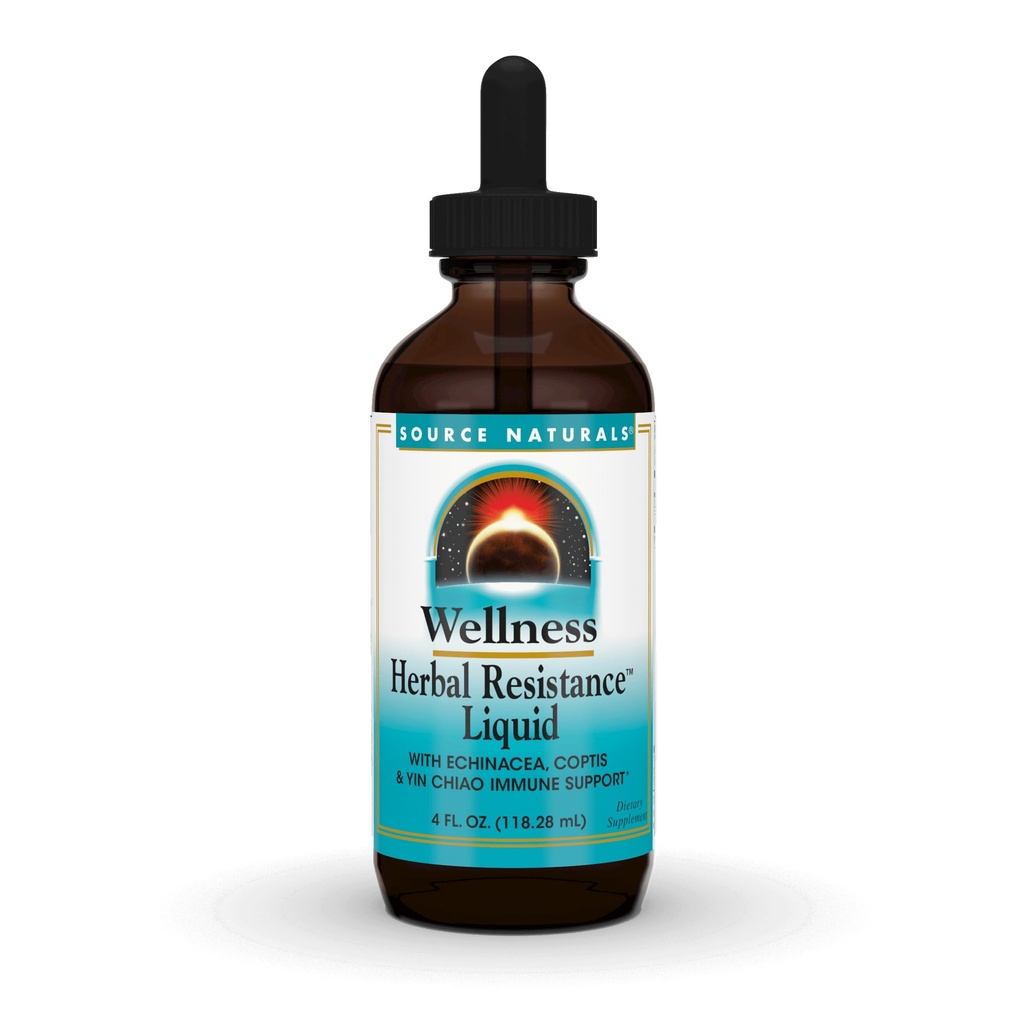 Vir Naturals Wellness Herbal Resistance Liquid Immune Defense Supplement and Immunity Booster with Echinacea, Elderberry in Yin Chiao - 4 Fluid Oz