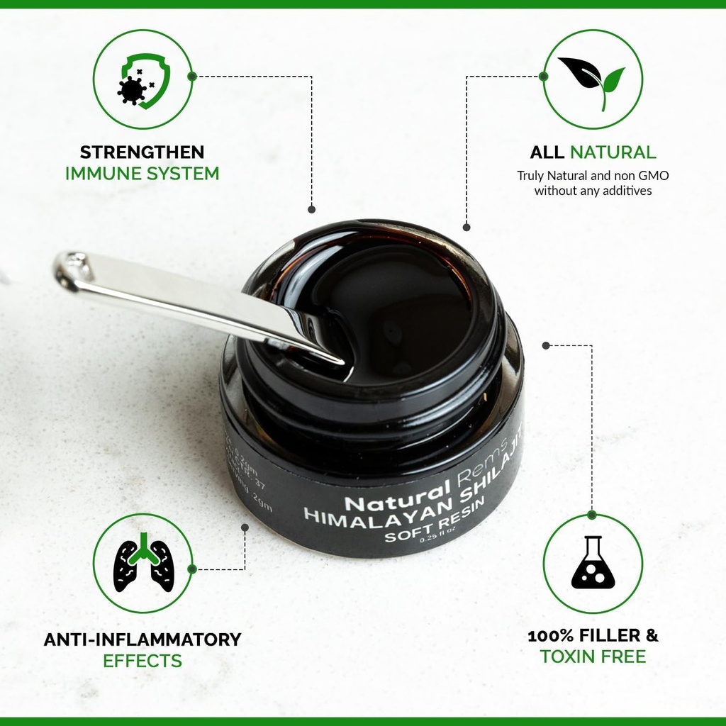 Naravni Rems Organic Shilajit - Shilajit Pure Himalajan Organic - Pure Shilajit Fulvic Acid Supplement - Shilajit Energy and Focus Supplements - Holistično zdravje dopolnila...