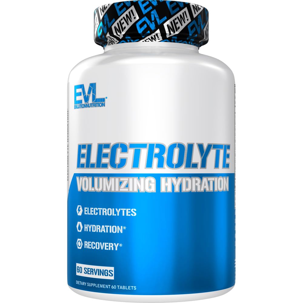 Evolution Nutrition Volumizing Electrolyte Hydration Tablets - Hitra rehidracija dodatek - Polnjenje in obnovitev - Vsebuje 8 ključnih elektrolitov - Vegan, Gluten-Free, in Keto Friendly - 60 Servings