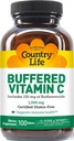 Country Life Buffered Vitamin C 1000mg z bioflavonoidi, Kalcij, Magnezij, Kalij - Imunska podpora, Veganske kapsule, Gluten-free, Nežen na želodec - 100 tablet