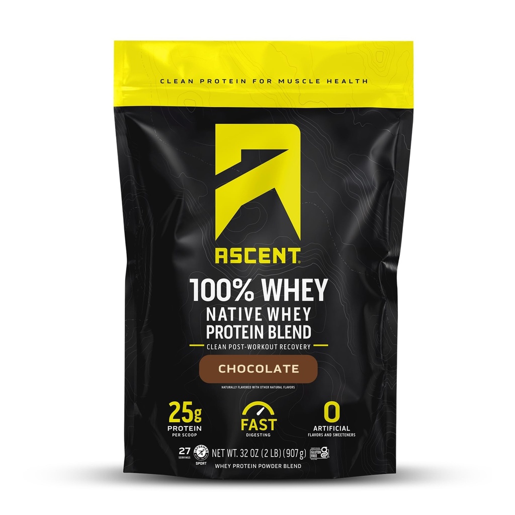 Vzpon 100% sirotkinih beljakovin v prahu - izolat sirotkinih beljakovin, brez umetnih arom in sladil, brez glutena, 5,5g BCAA, 2,6g levcin, esencialne aminokisline, čokolada 2 lb