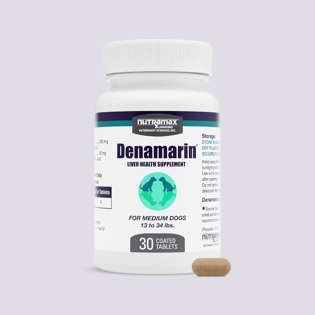 Nutramax Laboratories Denamarin Jetra Health Supplement za srednje pse - S-Adenosylmetionin (SAMe) in Silybin, 30 tablet