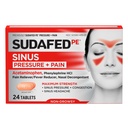 Sudafed PE Sinus Tlak + Pain Relief tablete, Največja moč, Neumirjanje, OTC Sinus Relief Medicine z Acetamolfen Pain Reliever & Phylephrine HCl Nasal Dekongestiv, 24 ā