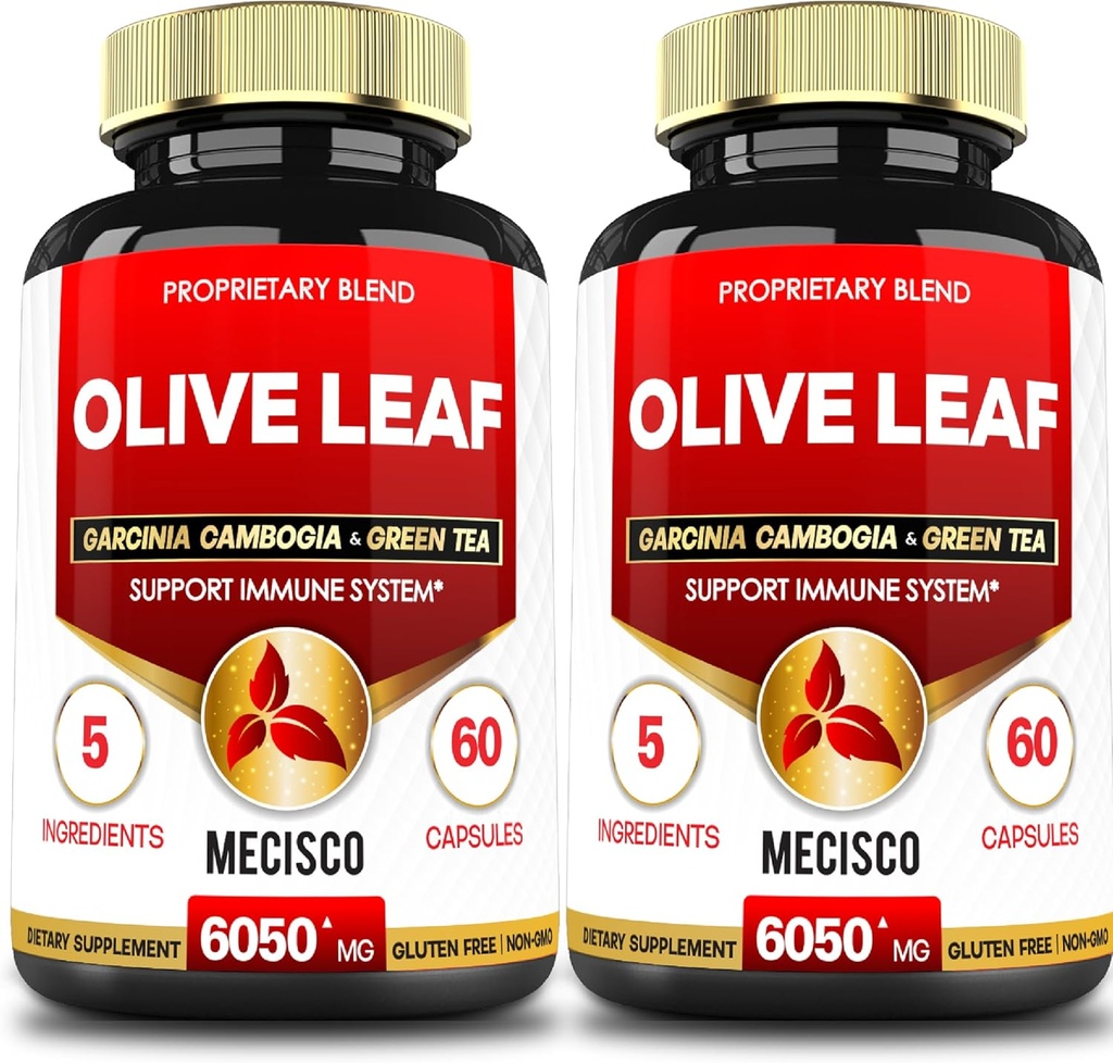 5in1 Olive Leaf Extract za 4 mesece 6050mg z Garcinia Cambogia, zelenim čajem, zeleno kavo in črnim poprom - kardiovaskularno zdravje, dobro počutje in imunske podpore - 2 pakiranji 60 kapsul