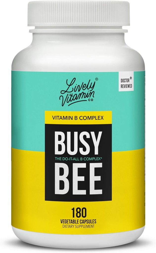 ŽIVI VITAMIN CO. Zasedena čebela - Zelo biorazpoložljivo Vitamin B Kompleks s holinom - Energija - Stres - Možganska megla - Duševna čistost - Oksidativna škoda - Mlečna soja Brez glutena - 180 Veganske kapsule