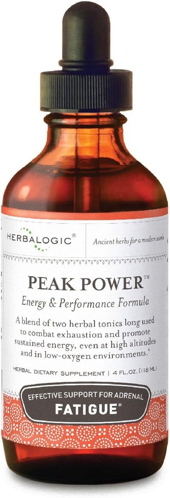 Herbalogic - Peak Power Liquid Herb Kapljice - Stimulant-free Natural Energy Formula za boj nadledvična utrujenost in izboljšanje telesne Stamina - Vsebuje ameriški ginseng & Astragalus - 4 Fl. Oz.