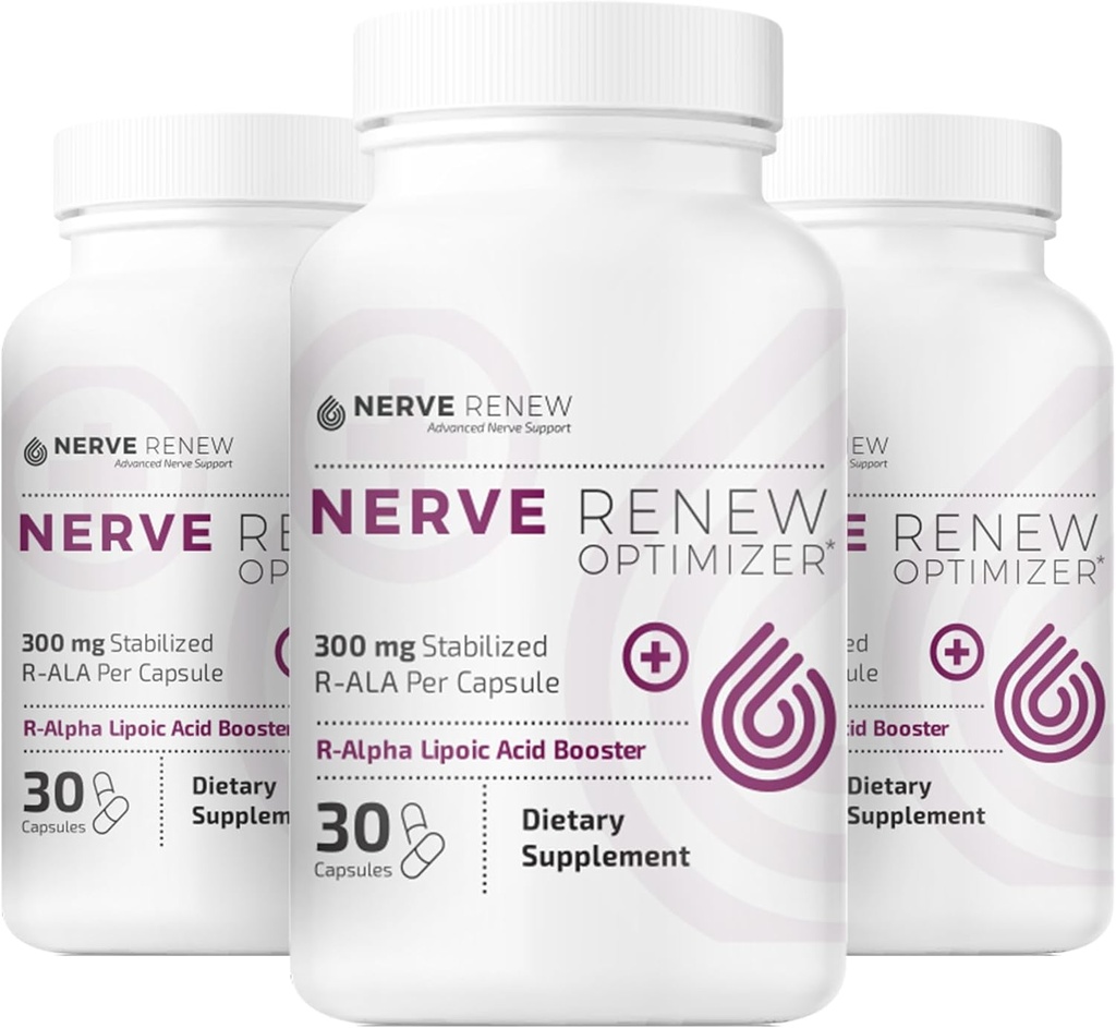 NERVE RENEW Optimizer, 3 pakiranja (90 kapsul) - 300 mg stabilizirana R-Alpha lipoična kislina na kapsulo za naravno nelagodje - hitra absorpcija - varna in naravna