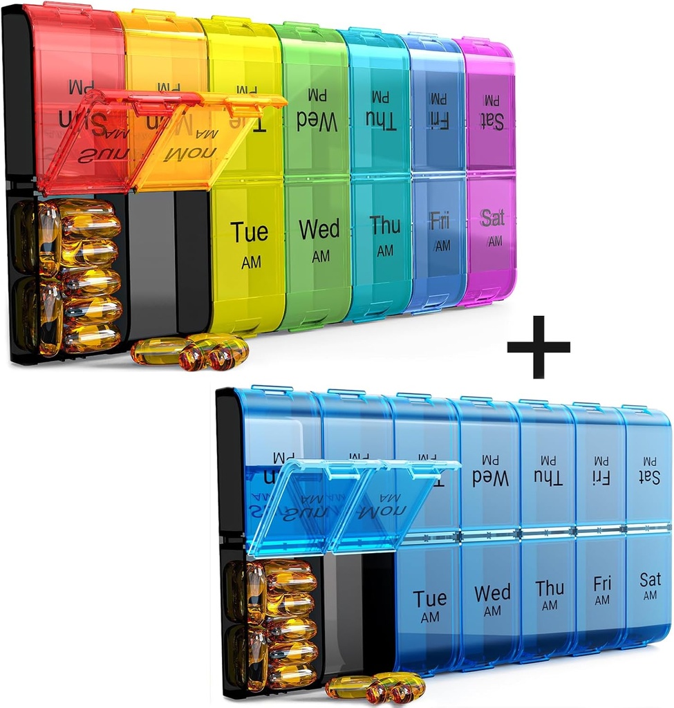 Ekstra velike tablete Organizator 2 krat na dan, Weekly XL AM PM tablete, 7 dan tablete Box dvakrat na dan