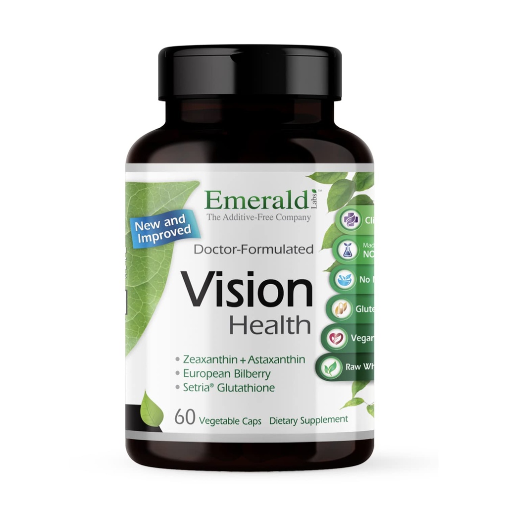 EMERALD LABS Vizija Zdravje - Premium Eye Health Supplement z Lutein, Zeaksantin & Albion kelirani cink - Vegan & Gluten-free - 60 Zelenjavne kapsule (30-dnevna oskrba)