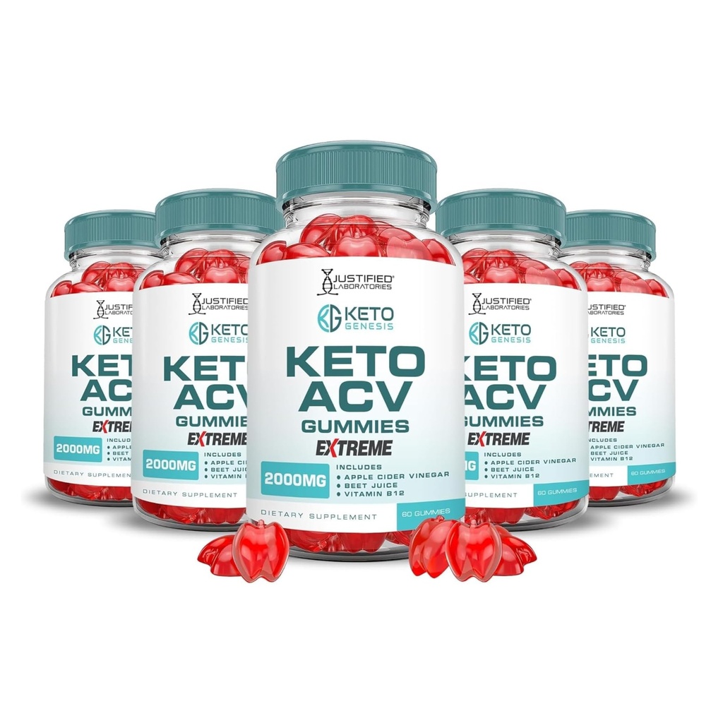 Upravičeni laboratoriji (5 Pack Keto Genesis Keto ACV Gummies 2000MG Keto Genesis Keto Gummies Napredna Formula Apple Cider Vinegar z granit beet Juice v prahu B12 Vegan Non GSO 300 Gummies