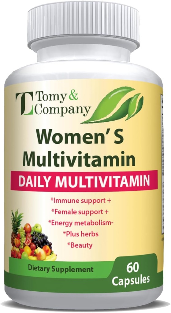 Tomy & Company Gluten-free Vegetarijanske ženske multivitaminski z cinkom, B6, B12, Biotin in več - las, kože in nohti, zdravje kosti, Imunska podpora, ženski dnevni vitamin dopolnila kapsule