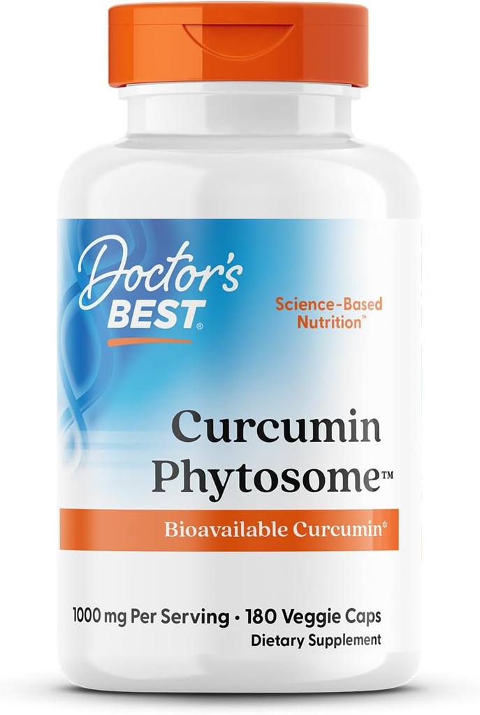 Zdravniki Najboljši Curcumin Phytosome, Biorazpoložljivi Curcumin, Non-GMO, Gluten Free, Soy Free, Vegan, 1000mg, 180 Veggie Caps