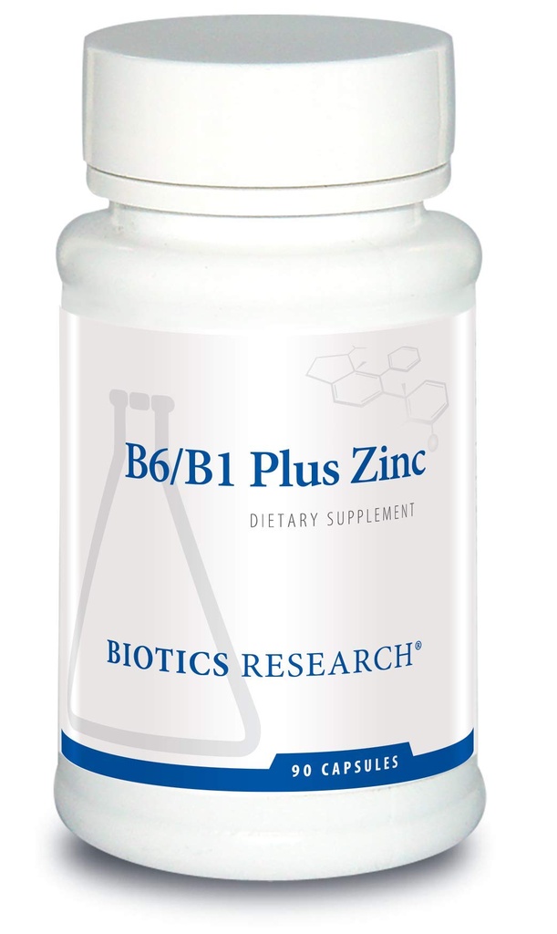 Biotics Research B6 B1 Plus Cink Priskrbki Aktivne oblike vitaminov B, 5mg visoko biološko razpoložljive oblike cinka, Aids v dejavnosti več kot 300 Različni cink Odvisno encimov 90 Kapsule
