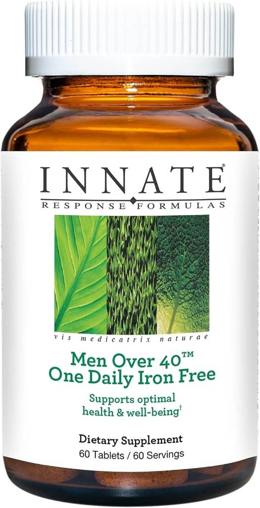 INNATE Response Formule Moški več kot 40 Eno dnevno železo brezplačno - Daily Multivitamin za moške 40+ - Iron-free - z B vitamini - vegetarijanski, Non-GMO - Made With 9 Food Alergens - 60 Count (60 strežb)