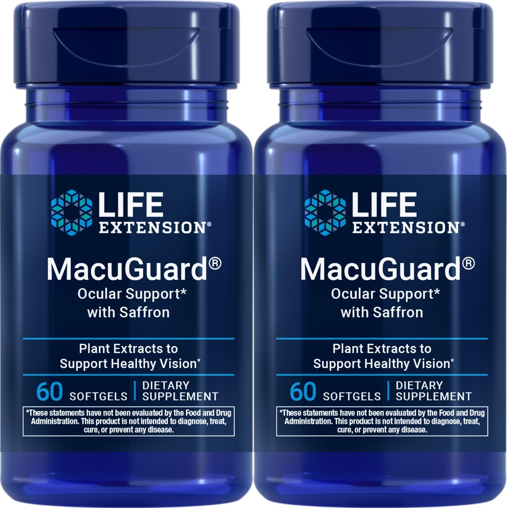 Life Extension MacuGuard Okular Support with Saffron, 60 softgels (Pack z 2)