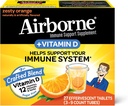 Airborne 750mg Vitamin C z cink šumeče tablete, Imunska podpora dodatek z zmogljivimi antioksidanti Vitamini A C D3 & E - 27 Fizzy Drink tablete, Zesty Orange Flavor