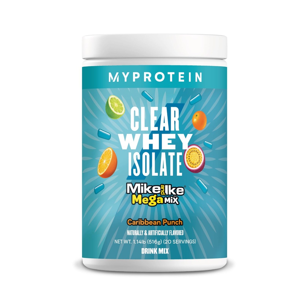 Myprotein Clear Whey Isolate Protein Powder, 1,1 Lb (20 Servinges) Sadni Mike in IKE Caribbean Punch Drink Mix, 20 g Beljakovine na obrok, Dnevna pijača za vrhunsko zmogljivost