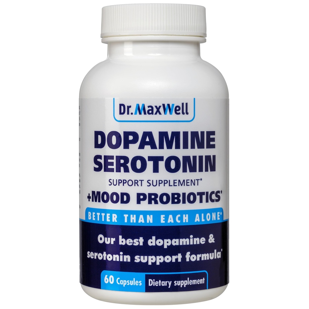Serotonin in Dopamin dopolnila z Mood Probiotic, 5 v1 Podpora za (1) Dopamin (2) Serotonin (3) Mood (4) Sprostitev (5) Focus & Brain, 60 kapsul