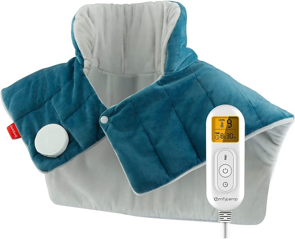 Comfytemp Ogrevanje Pad za vrat in ramena in nazaj, 2.6lb Težana električna toplotna Pad za lajšanje bolečine, Velika FSA upravičen ogrevan ovoj, 9 Nastavitve toplote & 11 Časomer, Božična darila za ženske moški mama oče