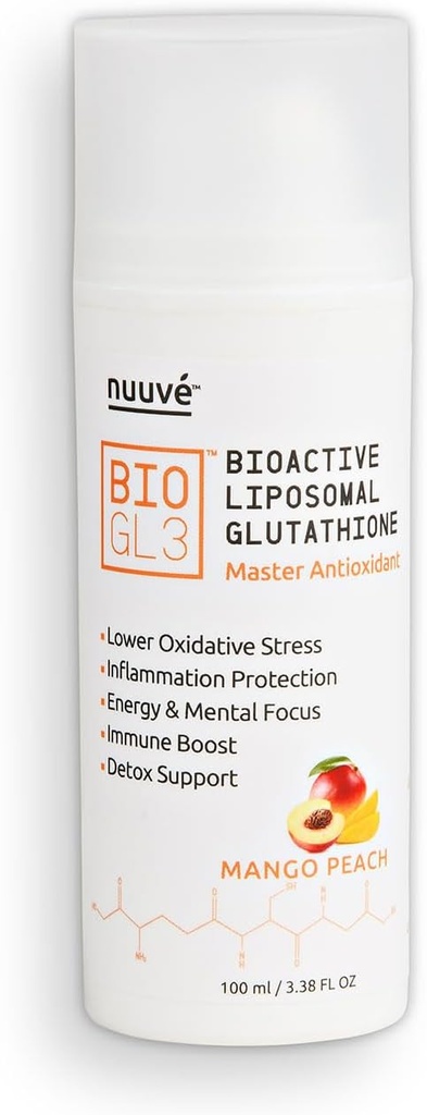 BIOGL3 Bioaktivni liposomski glutatione 446mg. Ultra Potent Pure Patented v airless Dispenser. Hitra absorpcija, zmanjšanje oksidativnega stresa in vnetja. +Energetika, razstrupljanje, imunski pospešek, fokus