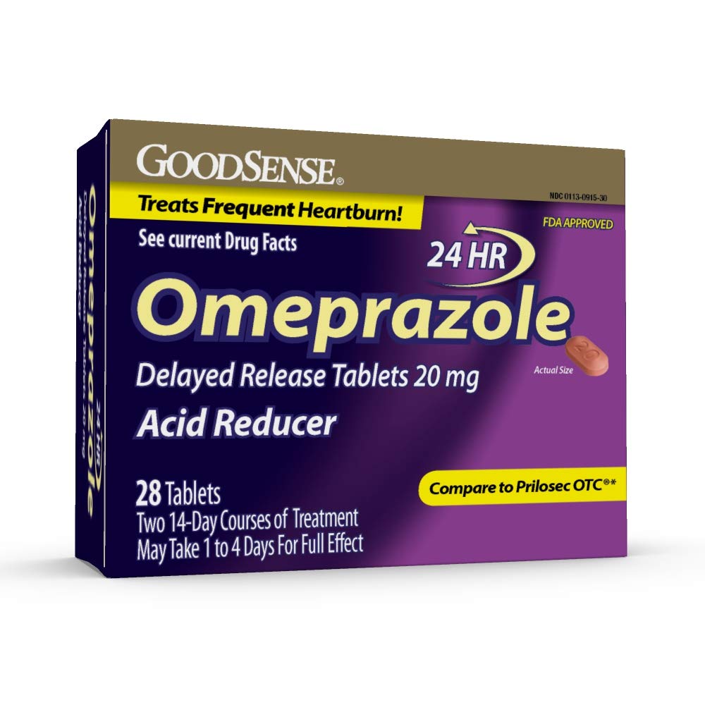 GoodSense Omeprazol Zapoznelo sproščanje Tablete 20 mg, reducent kisline, Zdravljenja Pogosta zgaga, 28 Število