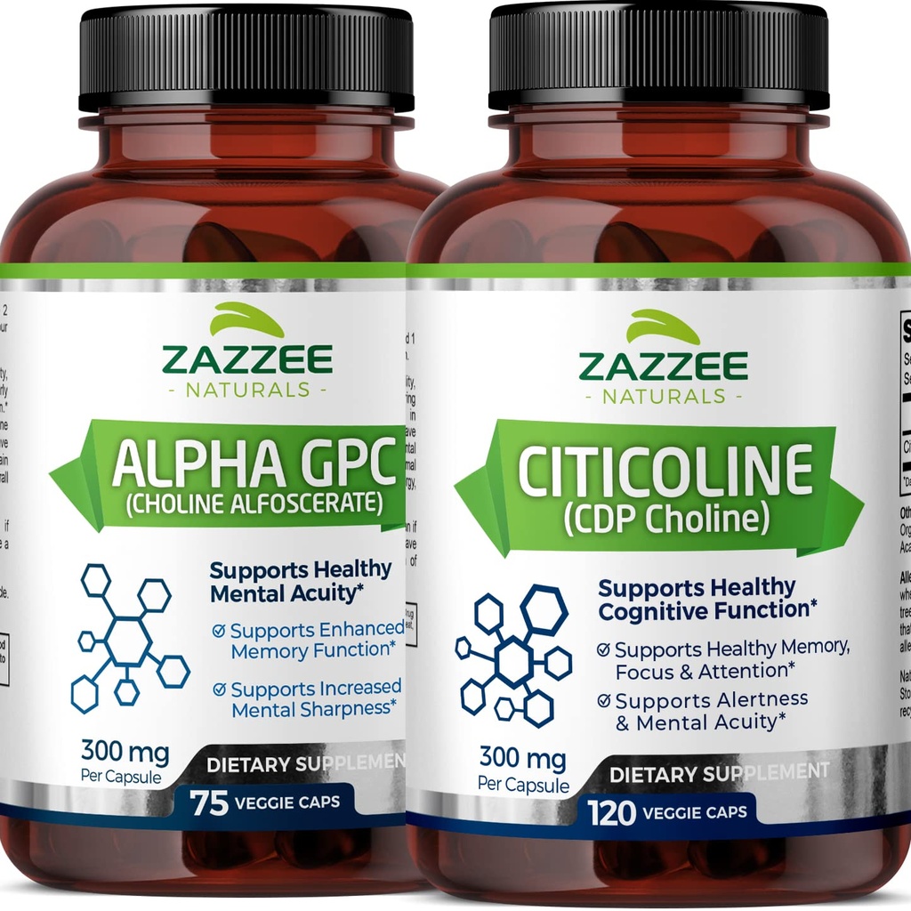 Zazzee Citicoline CDP Holine Kapsule in Alpha GPC Choline Kapsule