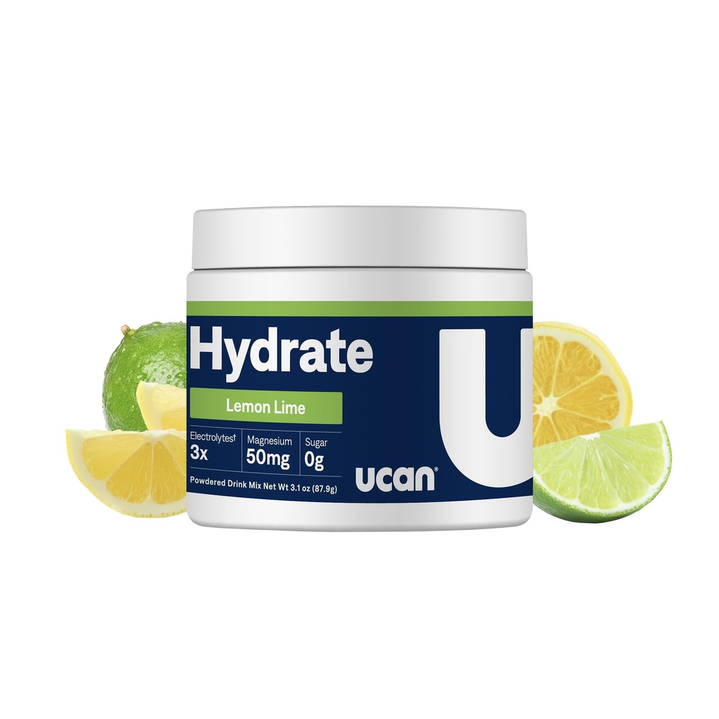 UCAN Hydrate Drink Mix (Lemon-Lime, 30 Serving) Sugar-free, Keto-prijateljski, Vegan, Non-GMO, Gluten-free Elektrolitni prašek s kalijem in magnezijem za runerje in športnike