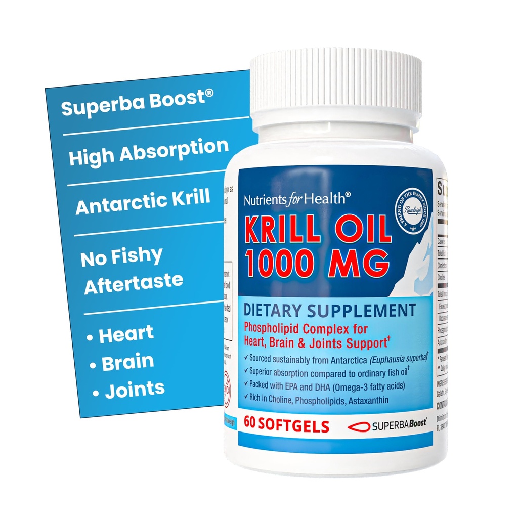 Rawleigh Premium Red Krill Oil: 60 Ne-GMO Softgels, 1000mg Euphasia Superba Oil na dan, Bogata s holinom, fosfolipidi, astaksantin, EPA & DHA Omega-3 Maščobne kisline, za srce, sklepi, zdravje možganov