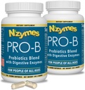 Nzymes® Pro-B Probiotiki in prebavni encimi za prebavno ravnovesje, boljše prebave, prebavne motnje in zaprtje (180 skupnih kapsul) - Made in The ZDA