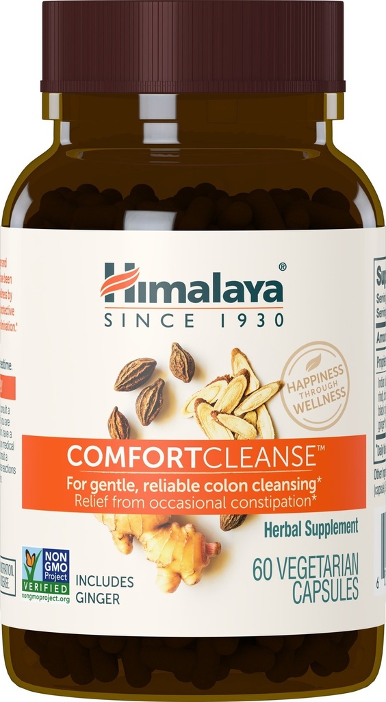 Himalaja ComfortCleanse za detox in nežna čiščenje kolonij in občasno zaprtje, vegetarijansko, 500 mg, 60 kapsul, 1 mesec dobave