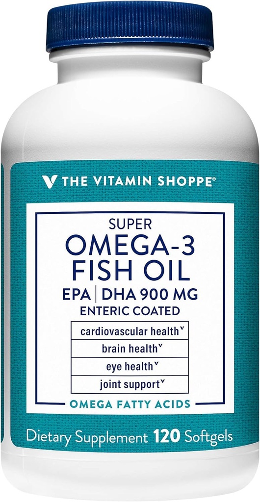 Vitamin Shoppe Omega 3 ribje olje 1290mg, EPA 735mg & DHA 165mg, čistost Assured, molekulsko destilirana za podporo kardiovaskularno, skupno in zdravje možganov (120 Softgels)