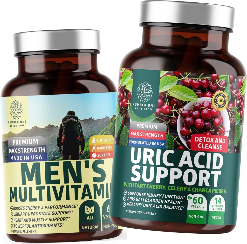Številka One Nutrition N1N Premium Podpora sečne kisline in moških multivitaminov, Vsi naravni dodatki za podporo energijske ravni, Prostata zdravje in urinarni trakt funkcije, 2 paket