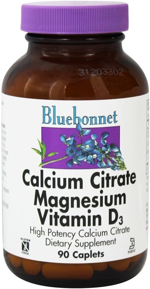 Kalcijev citrat Magnezij Plus Vitamin D 90 Kapice - Bluebonnet