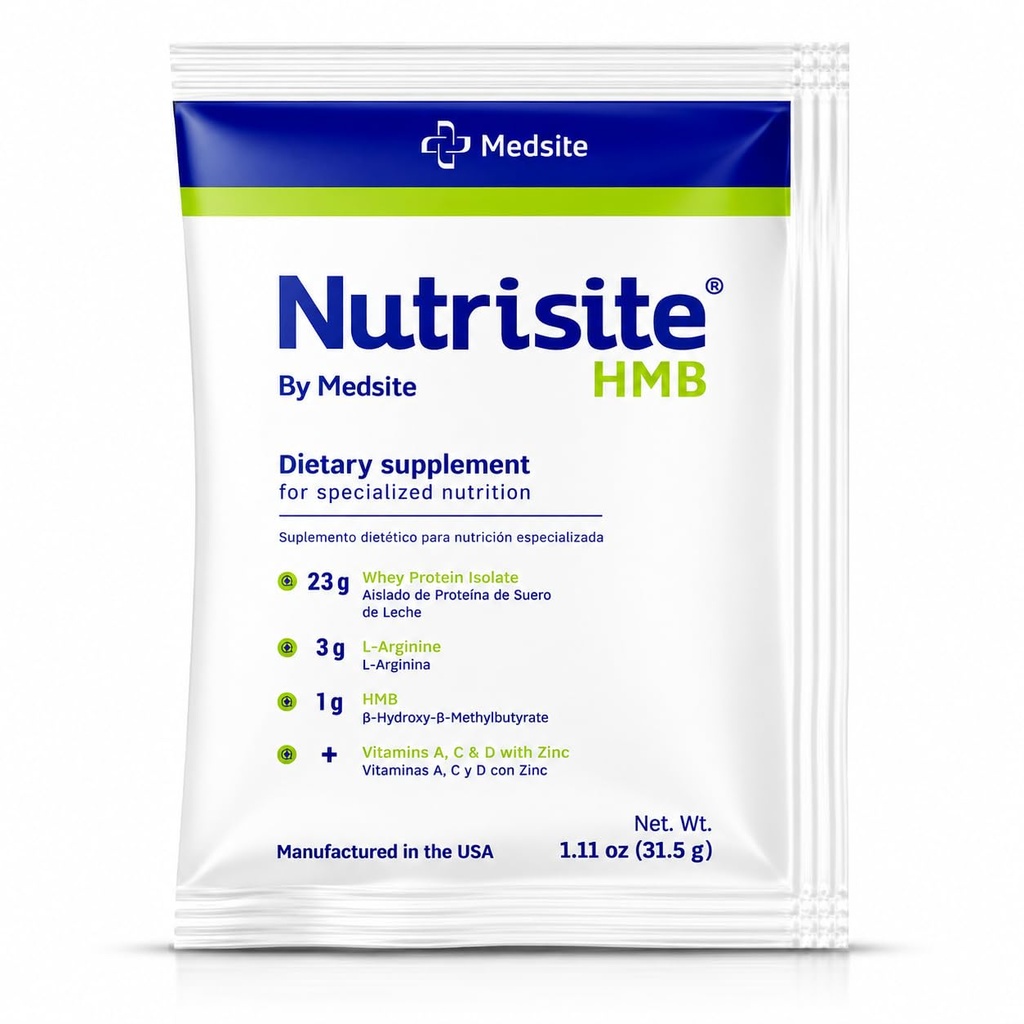 Nutrizit HMB – hrana za posebne zdravstvene namene, posamezno pakiranje – modularna formula v prahu na osnovi izolata sirotkinih beljakovin, L-arginina, HMB, vitaminov A, C, D in cinka – mešanica s pomarančnim sokom (1.11 Oz)