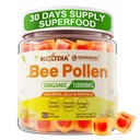 Bee Pollen Organic 1000mg, w/Propolis, Royal Jelly, Sugar Free Bee Pollen Gumies Bogata z B-vitamin, Antioksidanti, Aminokisline, Bee Pollen dodatek za energijo, kožo in imuno (1 pakiranje)