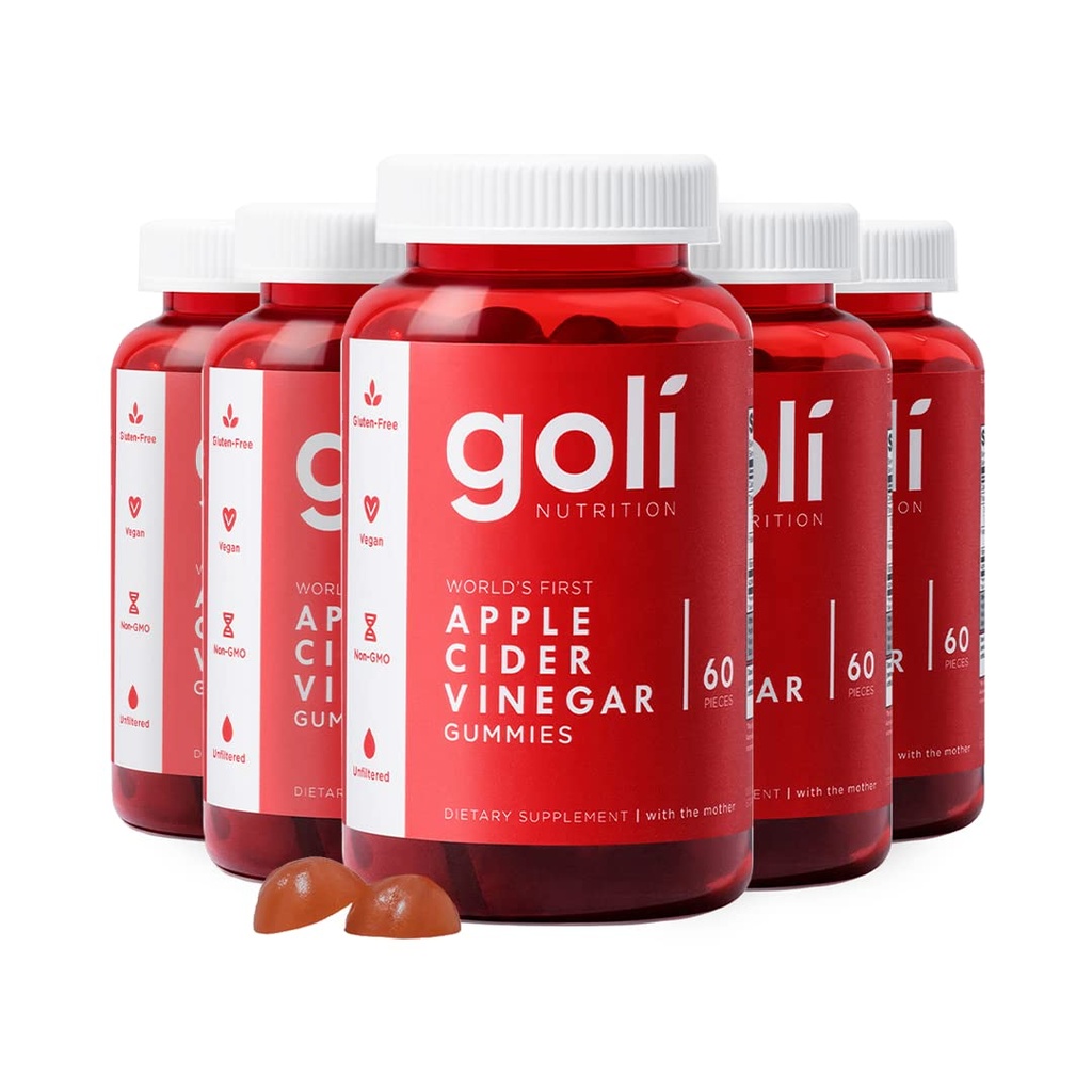 Goli Apple Cider Vinegar Gummy Vitamini - 300 Število - Vitamin B12, Želatina-free, Gluten-free, Vegan & Ne-GMO