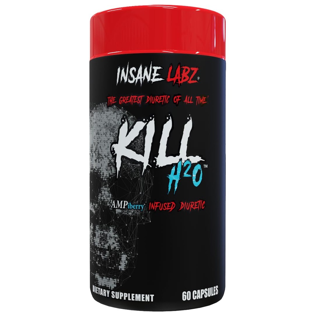 Insane Labz Kill H2O, AMPiberry Infused Diuretic, Zmanjša zadrževanje vode in Bloating Relief z Dandelion koren in izvleček zelenega čaja, 20 Servinges