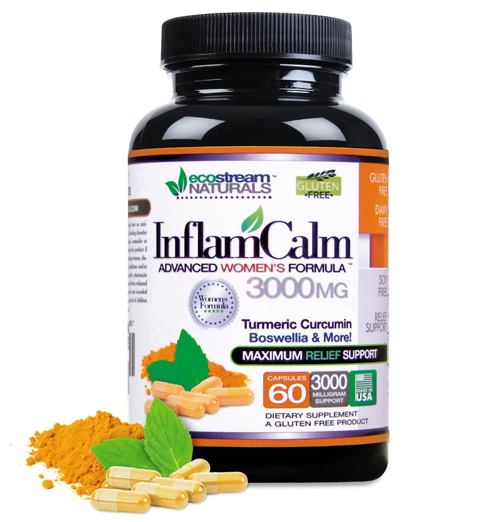 Ženski Formula 3000 InflamCalm Napredno s kurkumin, Encimi in Boswellia. Vegetarijanec, brez glutena