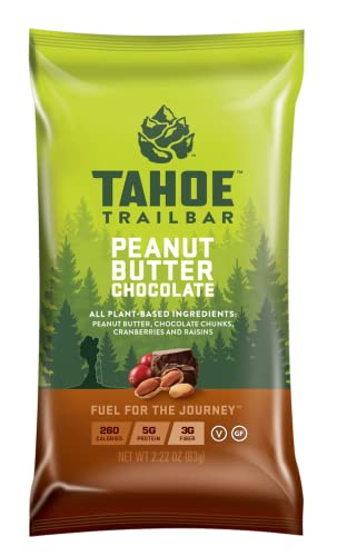 Tahoe Trail Bar, Rastlinsko-naravna naravna energijska bar (2.22 Ounce Protein Bar, 12 Count) Visoke beljakovine ne-GMO, Gluten-free, Veganski zdravi prigrizki - arašidovo maslo čokolada