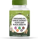 Superfood MD Origano Oil Česen Extract Olive Leaf Črno Seme Oil Astragalus- za ženske in moške- 60 Count
