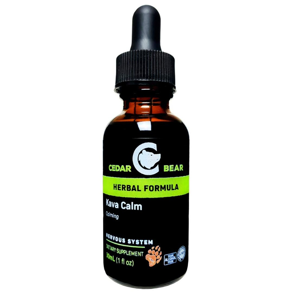 Cedar Bear Kava Pomirite tekoči zeliščni dodatek, ki podpira centralne živčne in prebavne sisteme 1 FL Oz