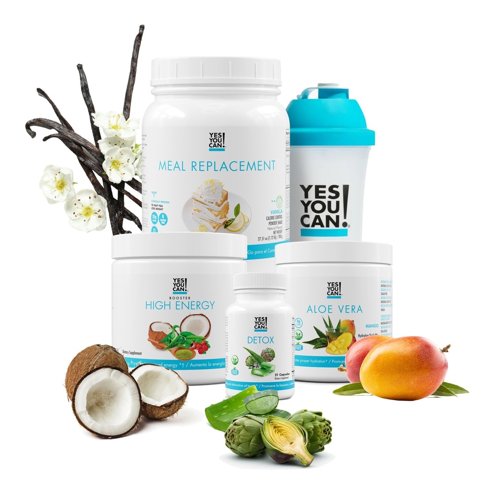 Da, lahko! Detox Plus Kit (Meal zamenjava Vanilla, Aloe Vera Mango) - Popoln obrok nadomestek prahu, visoko energijsko stresalnik, Aloe Vera Detox dodatek, Health Transformation
