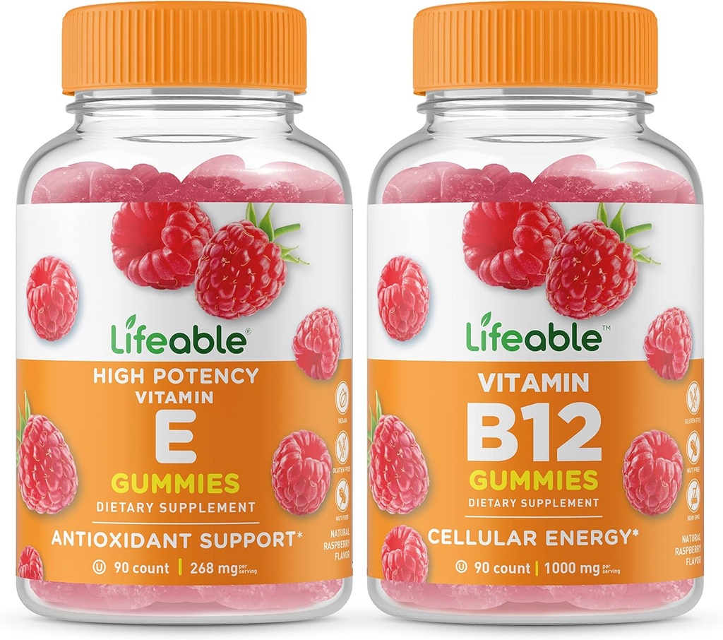 Življenjski vitamin E + vitamin B12, Gummies Bludle - odlično degustacija, Vitamin dodatek, Gluten brezplačno, GSO brezplačno, Žvečljivi gumi