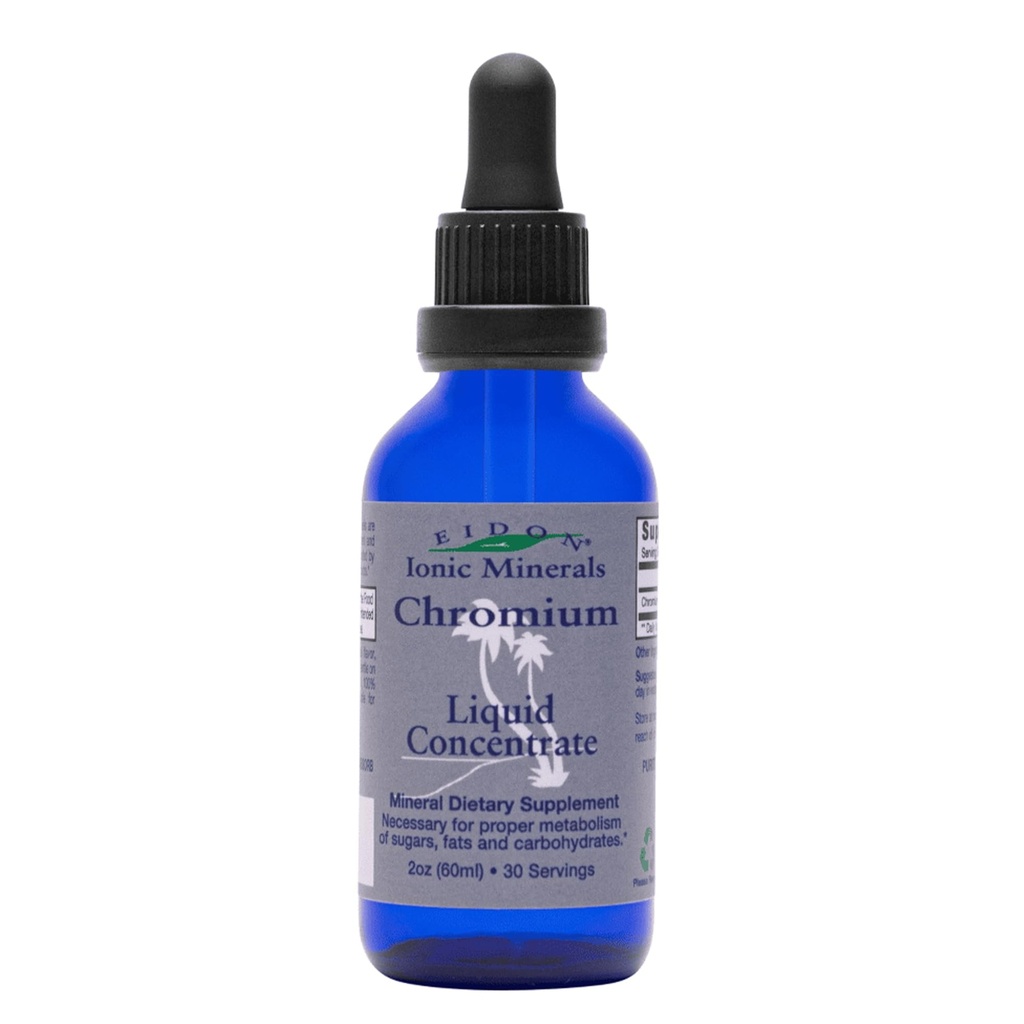 Eidon Ionic Minerals Liquid Chromium Concentrat - Ionic Chromium dodatek kapljice, podpira stabilne energijske ravni, vse naravno, brez dodanega sladkorja, brez konzervansov ali dodatkov - 2 oz