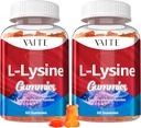 L-Lysine 1000mg Gumies - podpira kožo, Lip, Vegan, Gluten prost, 60 žvečljivi lizin za odrasle, vitamini zdravje tkiva in imunski sistem, vitaminski dodatek in kompleksni dodatki (2 paket)