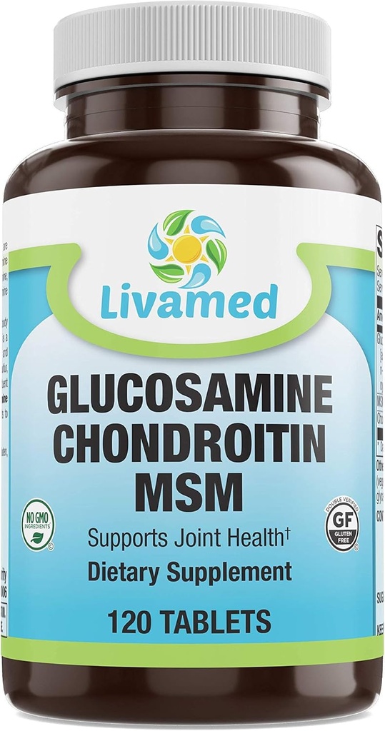 Glukozamin Chondroitin MSM Complete Complex – Skupni podporni dodatki za kolena, nazaj, HIPS & Vnetje - Mobilnost Zdravstveni dodatek za bolečine, bolečine, bolečine in vnetje - 120 tablet