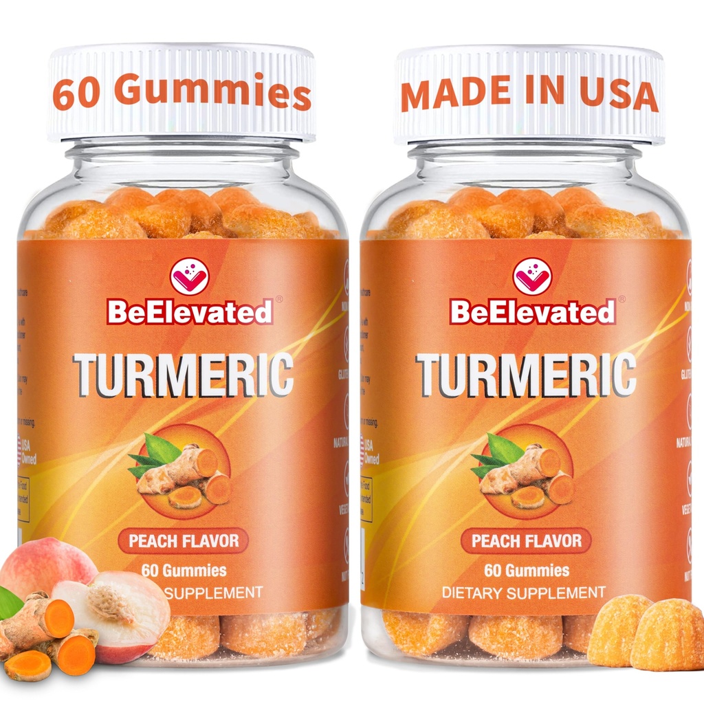 Curcumin Kurkumin Gummies – Dodatna moč 2000mg 8:1 Ekstrakt Kurkuma dodatek Gummies s črno papriko & ingver – Vegan non-GMO skupno podporo žvečilni – Breskova aroma - Pack po 2