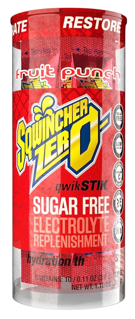 Sqwincher Zero Qwik Stik, sadni punch, sladkor brez, nizko kalorie, nizko natrijev elektrolit zamenjava prahu Hydration Drink Mix, .11 oz Packet (Pack po 200)