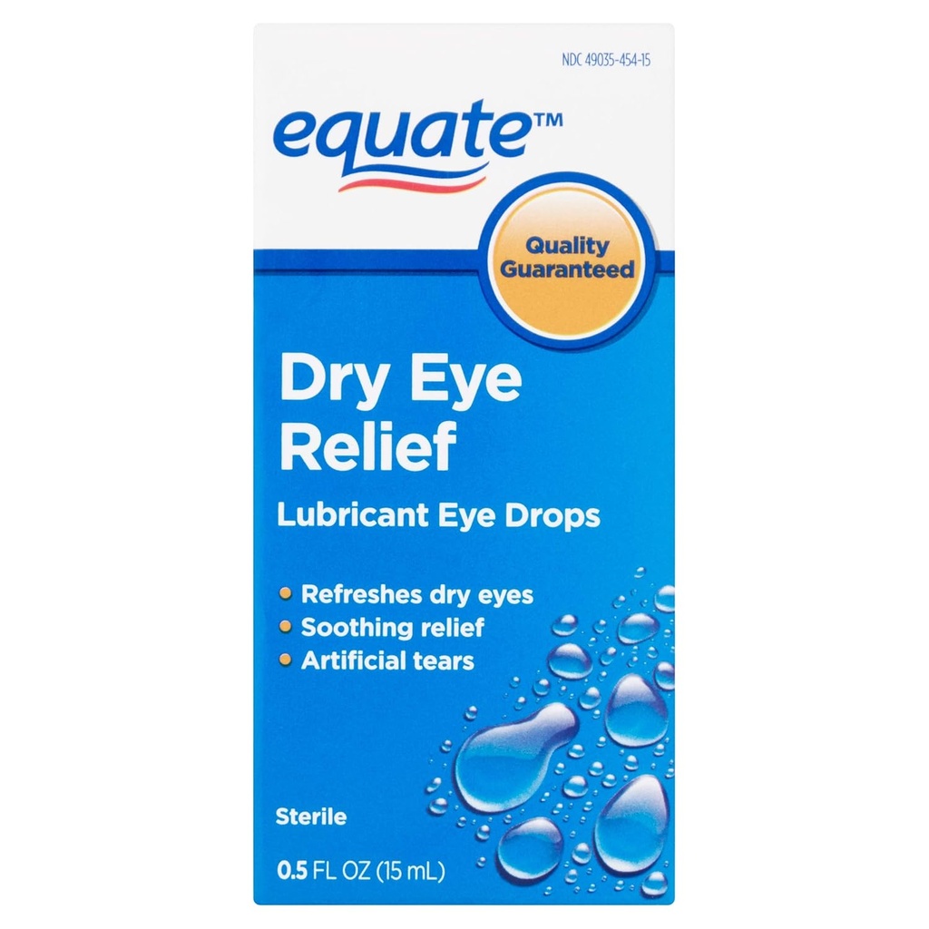 Equate: Sterilne umetne solze Mazalne kapljice za oči, .5 fl oz