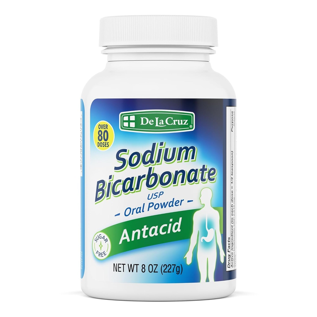 De La Cruz Pure Natrijev bikarbonat Powder – Baking Soda & Peking Powder Brez aluminija Antacid za zgago in prebavne motnje – Pakirano v ZDA – 8 OZ.